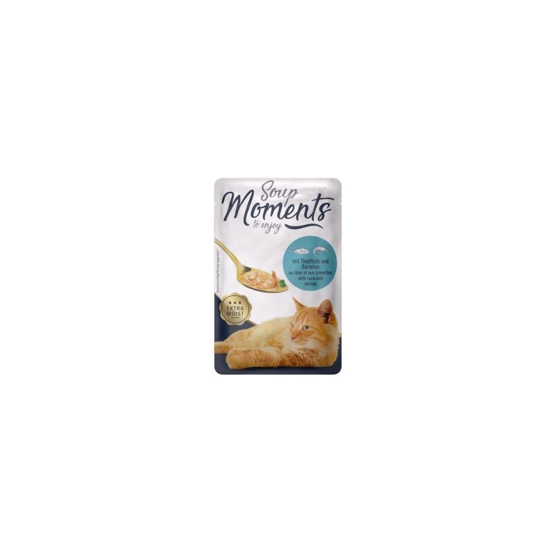 MOMENTS Soup Nassfutter Katze Adult, Thunfisch und Garnelen 12x40 g