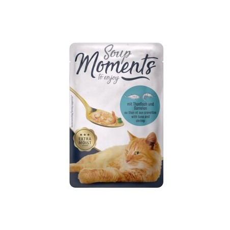 MOMENTS Soup Nassfutter Katze Adult, Thunfisch und Garnelen 12x40 g