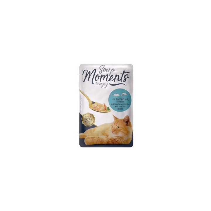 MOMENTS Soup Nassfutter Katze Adult, Thunfisch und Garnelen 12x40 g