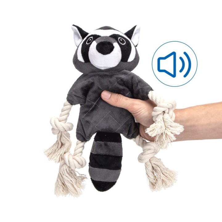 nobleza - Waschbär mit Sound - Hundespielzeug Seil