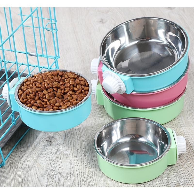 Futternapf für Haustiere, zum Aufhängen, rutschfest, für Katzen und Hunde, Futternäpfe aus Edelstahl, Wasserspender für Welpe