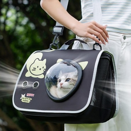 Katzentrage-Rucksäcke für Katzen, Haustier-Tragetasche für kleine Hunde, transparentes Fenster, atmungsaktive Hunde-/Katzentr