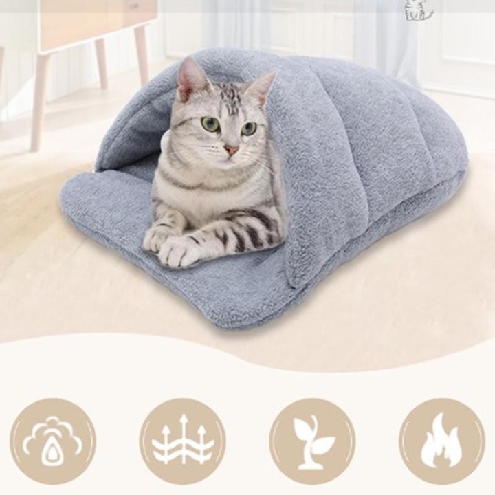 Haustier Fleece warme Katze Haus Nest Bettwäsche Schlafsack Pad Zwinger Decke Kissen dunkelgraue