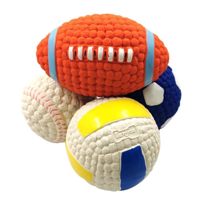 Weicher Haustierball mit Quietschspielzeug für kleine und große Hunde, Rugby, Tennis, Volleyball, Fußball, Basketball, Latex,