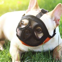 Bulldoggen-Maulkörbe für Hunde, verstellbar, atmungsaktiv, Anti-Bell-Biss-Mesh-Mund-Maske für französische Bulldogge, Mops XX