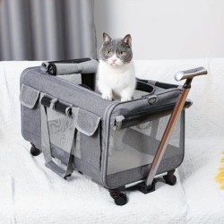 Extragroßer tragbarer Haustier-Trolley, Abnehmbarer Hunde-Trolley, Große Faltbare Haustiertasche Katzen-Reisetragetasche