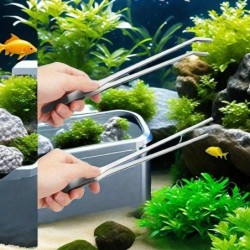 2 Stück lange Aquarium-Pinzetten, gerade und gebogene Pinzette, Edelstahl, Reptilien-Fütterungszange, Terrarium, Aquascape-Fu