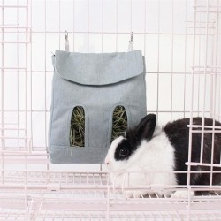 Hängender Futterspender, Heubeutelhalter, Futterspender, Behälter für Kaninchen, Meerschweinchen, Kleintiere, Haustier S blau