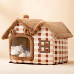 Atmungsaktives, warmes Haustierbett aus Plüsch, abnehmbares, waschbares, weiches Katzenkissen, Zwinger für kleine Hunde, Katz