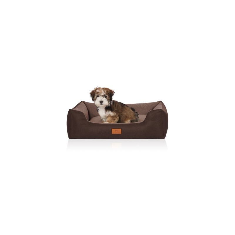 Knuffelwuff Hundebett Luke aus Velours mit feinem Handwebcharakter braun M-L