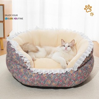 Hundehütte Katzenhütte Winter Warm Frisch Blumenrock Quadratisches Nest Verdicktes Vier Jahreszeiten Allgemeines Haustiernest