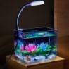 PS Kleines Aquarium, Aquariumbehälter mit LED-Licht, an der Wand montierter Filter, rutschfeste Basis, quadratisches Aquarium