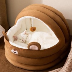 Warmes Katzenhaus, schöne Katzenwiege, Hundesofa, Bett, halbgeschlossenes Plüschnest für kleine und mittelgroße Hunde, Katzen