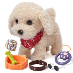 TUMAMA 7-teiliges Plüsch-Hundespielzeug, das Gehen, Bellen und Wedeln ermöglicht, elektronisch, interaktiv, ausgestopfter Wel