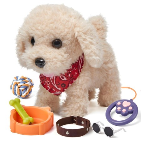 TUMAMA 7-teiliges Plüsch-Hundespielzeug, das Gehen, Bellen und Wedeln ermöglicht, elektronisch, interaktiv, ausgestopfter Wel