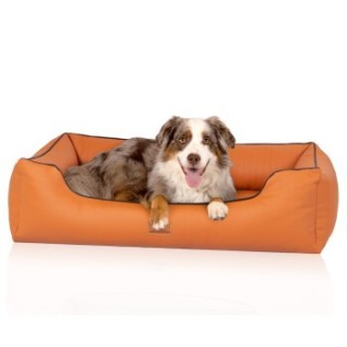 Knuffelwuff orthopädisches Hundebett aus Kunstleder Lovelock terracotta XL