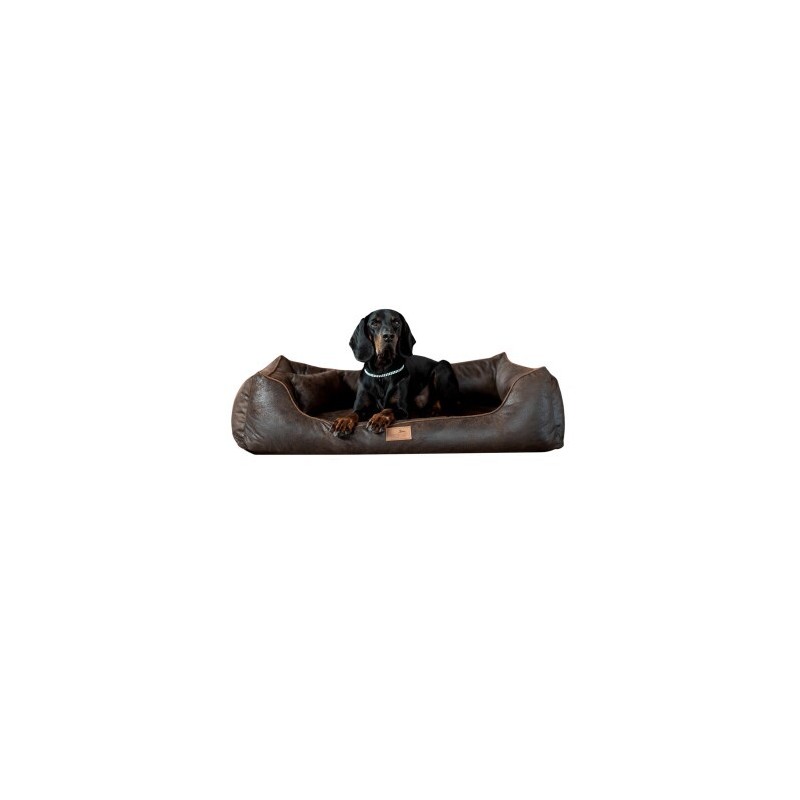 Tierlando ® ALBERTO ORTHO Orthopädisches Hundebett mit Velours Vintage braun 1,2 m, 25 cm, 85 cm