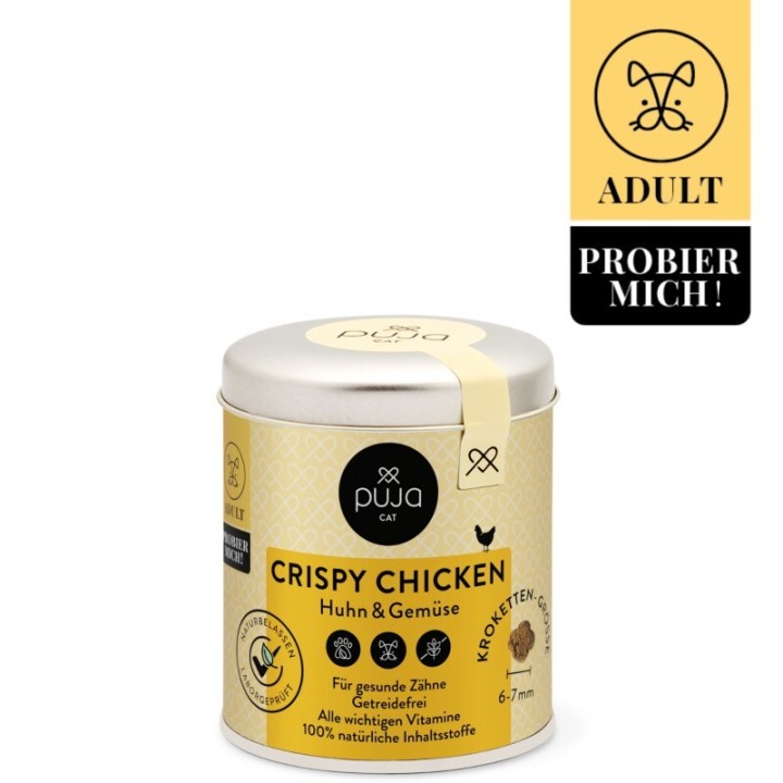 PUJA Premium Trockenfutter für Katzen Crispy Chicken 100g