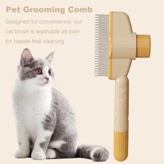 Haustierkamm, selbstreinigende Zupfbürste, Fellpflegewerkzeug für Hunde und Katzen, Entwirrungskamm zur Tierhaarentfernung fü