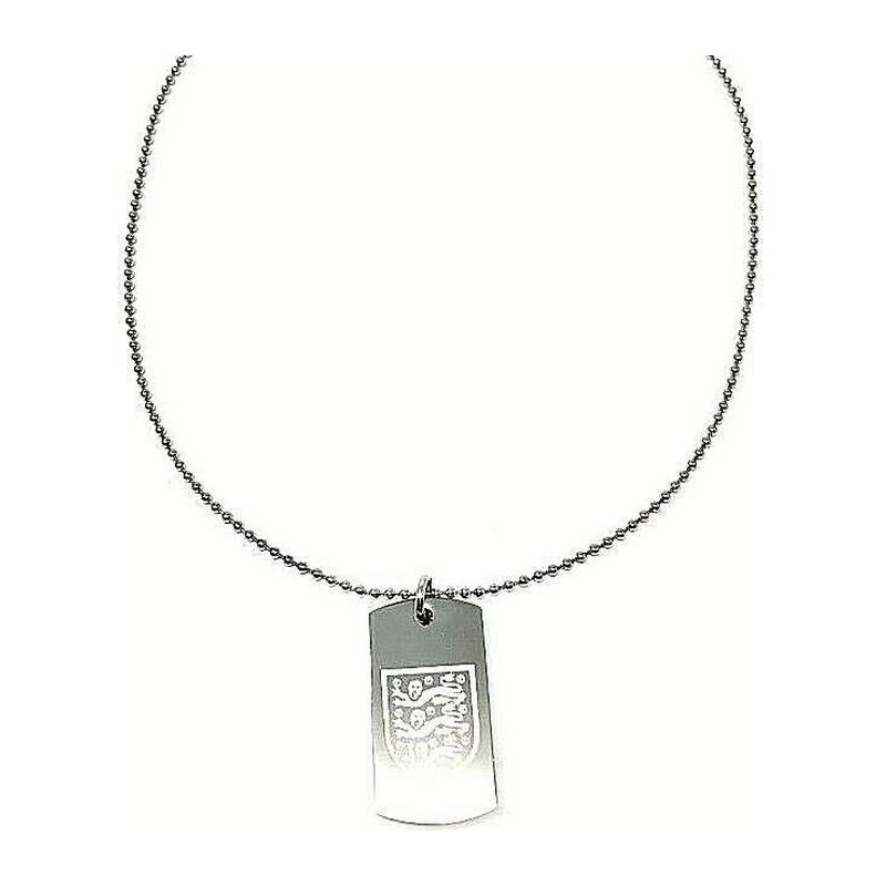 England FA Hundemarke und Kette mit graviertem Wappen aus Edelstahl One Size silber/schwarz