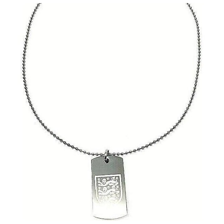 England FA Hundemarke und Kette mit graviertem Wappen aus Edelstahl One Size silber/schwarz