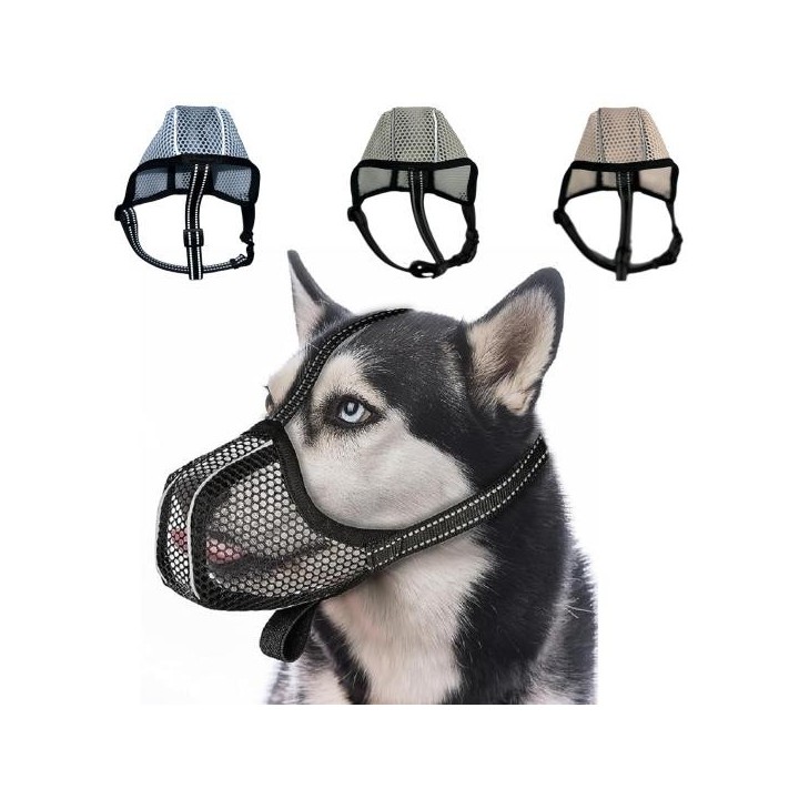 Hundemaulkorb, verstellbar, atmungsaktiv, Netzstoff, Haustier-Mundschutz, weich, bequem, Anti-Beiß-Hundemundschutz, Heimtierb