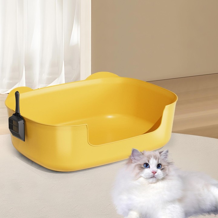 Katzentoilette, Box mit Schaufel, 14,5 cm hohe Bettpfanne, Tablett für alle Arten von rosa