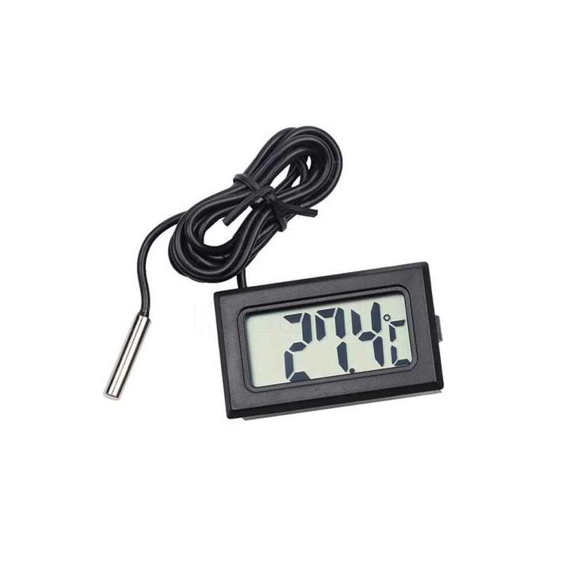 LCD-Digitalthermometer für Aquarien, Wassertemperaturanzeige, wasserdichte Sonde 1M schwarz