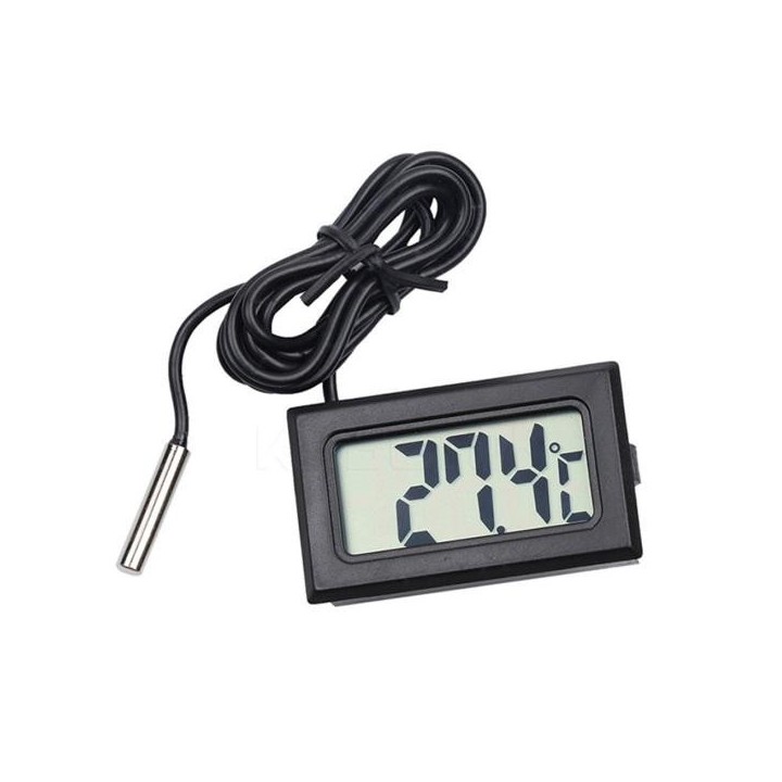 LCD-Digitalthermometer für Aquarien, Wassertemperaturanzeige, wasserdichte Sonde 1M schwarz