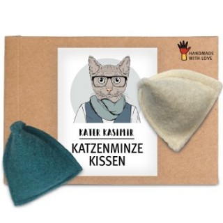 Kater Kasimir Spielkissen mit Katzenminze, 2er Set. Reiner Wollfilz vom Schaf