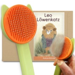 LEO LÖWENKATZ Katzenbürste für die Fellpflege von Katzen. Leichte Entfernung der Katzenhaare aus der Fellbürste, Bürste für K