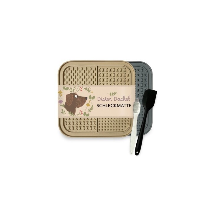 Dieter Dackel Schleckmatte 2er Set mit Spatel und Bürste