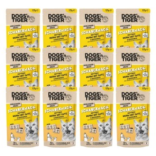Dogs'n Tiger Adult Nassfutter Katze, Schabernack, Huhn mit Ente & Zucchini, 12x 125g