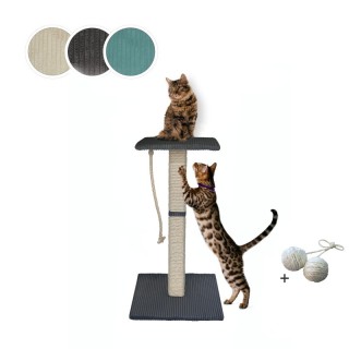 Rohrschneider ® Katzenbaum Emmi mit Vollholz-Holm und Gratis-Beigabe dunkelgrau 45 cm, 77 cm, 45 cm