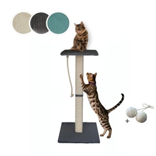 Rohrschneider ® Katzenbaum Emmi mit Vollholz-Holm und Gratis-Beigabe dunkelgrau 45 cm, 97 cm, 45 cm