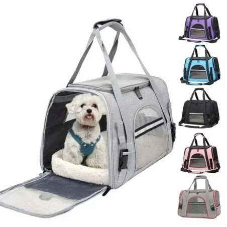 Hundetragetasche mit dickem Baumwollkissen, Haustier-Flugrucksack, Anti-Erstickungsschutz, tragbare Reisetasche, Haustier-Hun