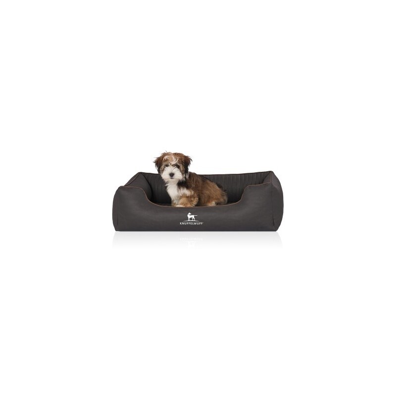 Knuffelwuff Orthopädisches Hundebett Columbia aus laser-gestepptem Kunstleder schwarz M-L