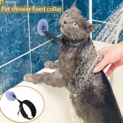Haustierdusche Festes Halsband Katze Hund Schönheitsbad Traktionsgurt Saugnapf Feste verstellbare Halskette Haustier Kätzchen