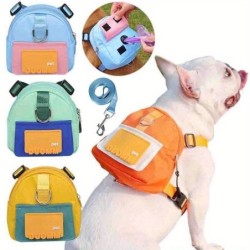 Haustier-Snack-Aufbewahrungstasche mit Leine, großer multifunktionaler Hunde-Rucksack, verstellbarer Geschirr-Rucksack, geeig