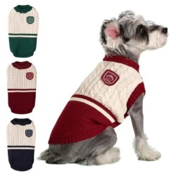 Pullover für Hunde und Katzen im College-Stil für kleine und mittelgroße Hunde, Strickweste, modische Haustierkleidung S dunk