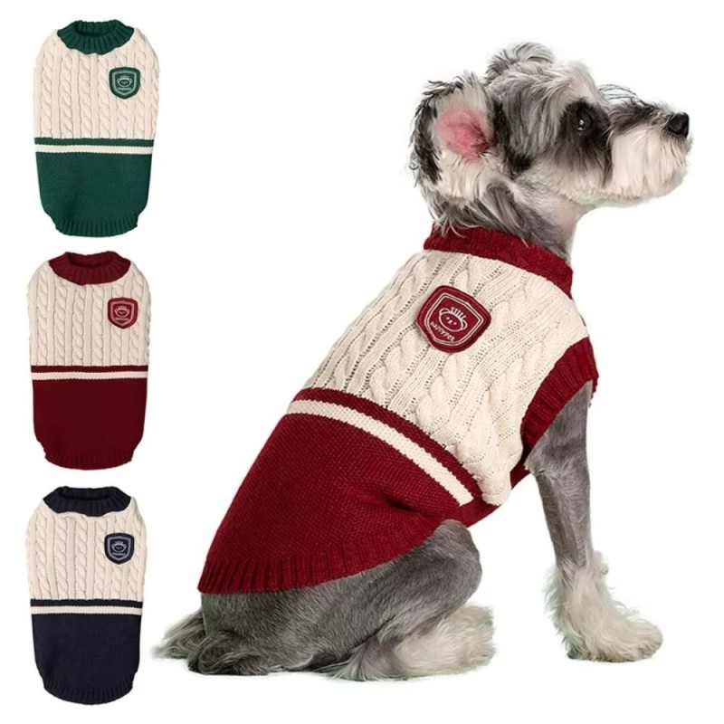 Pullover für Hunde und Katzen im College-Stil für kleine und mittelgroße Hunde, Strickweste, modische Haustierkleidung S dunk