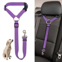 Einfarbiger Zwei-in-Eins-Sicherheitsgurt für Haustiere im Auto, Nylon-Leine, Sicherheitsgurt für den Rücksitz, verstellbares