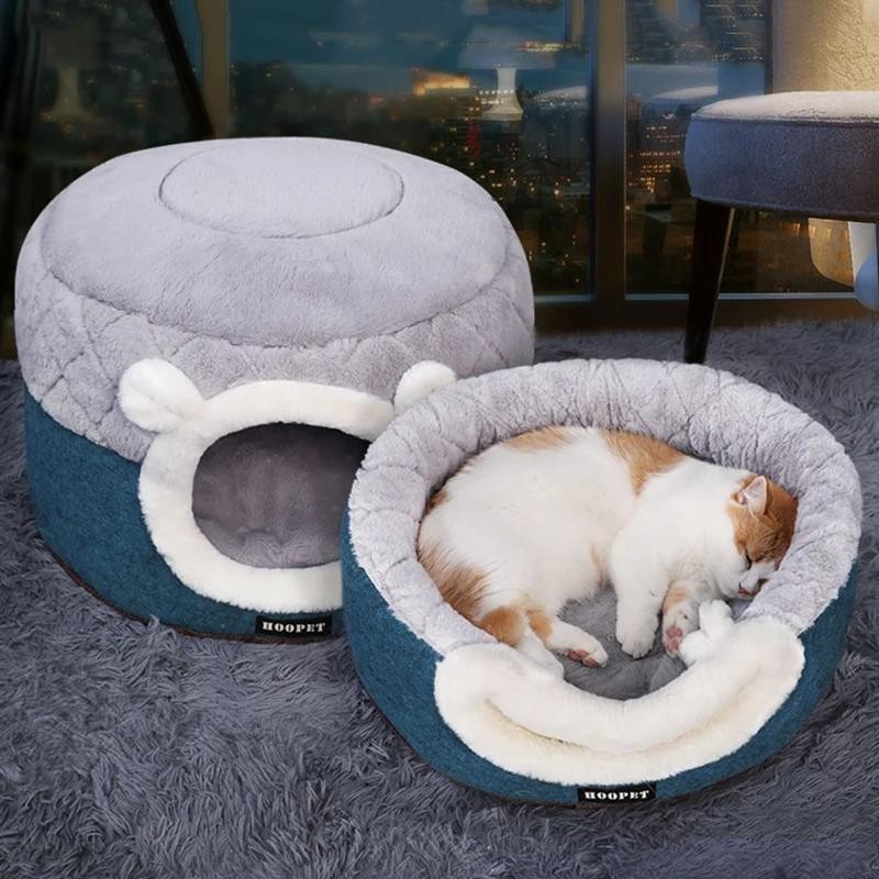 Plüsch Katzenbett Haus Zwinger Nistkorb für kleine Hunde Haus für Katzen Nest Schlafmatte Haustier Hundebett Katzenzubehör Ca