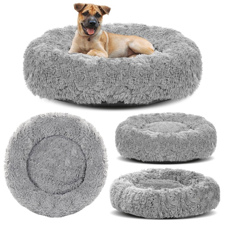 Hunde-/Katzenbett SHAGGY Hellgrau Langes Haar VERSCHIEDENE GRÖSSEN XS - 40 cm schlachtschiff grau