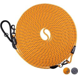 Floxik Schleppleine für Hunde - Tauleine mit Abnehmbarer Handschlaufe orange L
