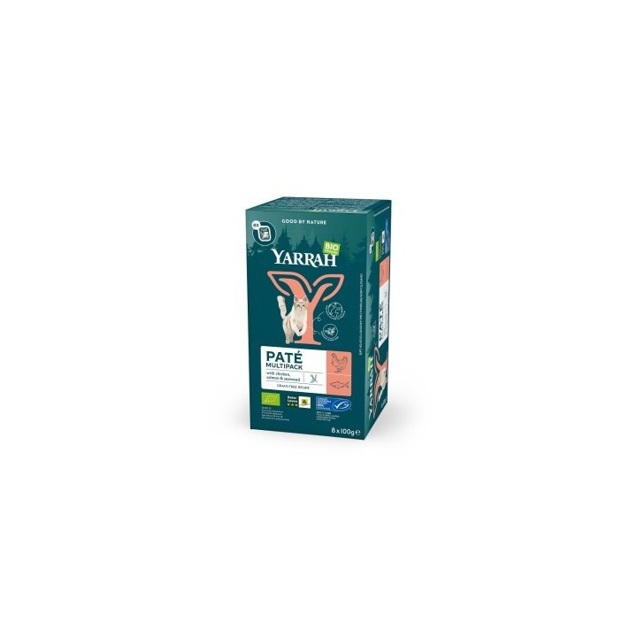 Yarrah Bio Nassfutter Katze Schalen Multipack Pastete Lachs 8x100g