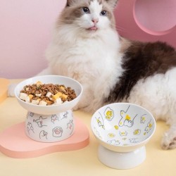 Katzennapf, Keramik-Katzenfutternapf, schützt die Halswirbel, schräge Öffnung, Haustier-Hochfußnapf, Katzenfutter, Wassernapf