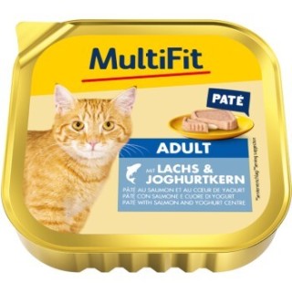 MultiFit Nassfutter Katze Adult, Paté, mit Lachs und Joghurtkern 16x100 g