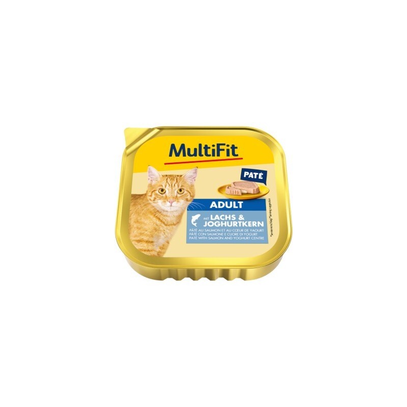 MultiFit Nassfutter Katze Adult, Paté, mit Lachs und Joghurtkern 16x100 g