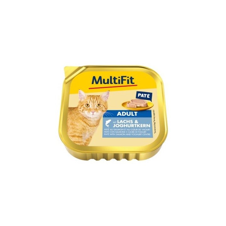 MultiFit Nassfutter Katze Adult, Paté, mit Lachs und Joghurtkern 16x100 g